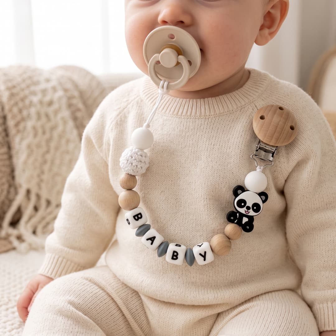 Baby Teethers - Custom Name Baby Pacifier Clip Wood