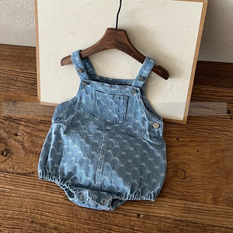 Baby Girls Bow Printed Denim C - Baby Products Korean ulasan dan harga
